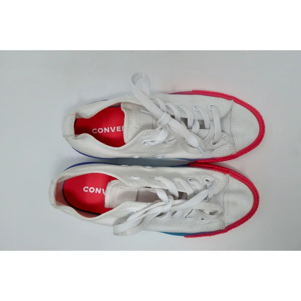 Converse‎ Girl's Size 2 Pink Blue White Racer Sneakers Shoes 664198F
